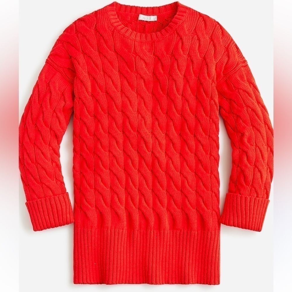 J.Crew Cotton Cable-Knit Side-Slit Crewneck Sweater Size S - M - Picture 4 of 17